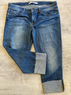 Joe's Jeans Cropped Candice Ankle Cuffed Jeans in Faded Blue Denim